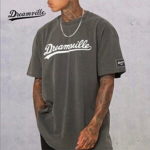 Dreamville Unisex Oversized Vintage Inspired Distressed Tee Faded Black XXL